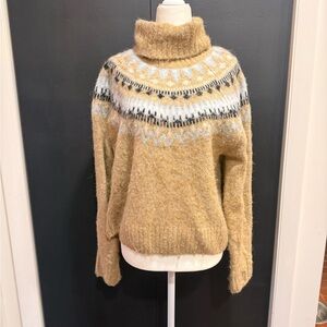 H&M Mustard Fair Isle Turtleneck Sweater - Medium